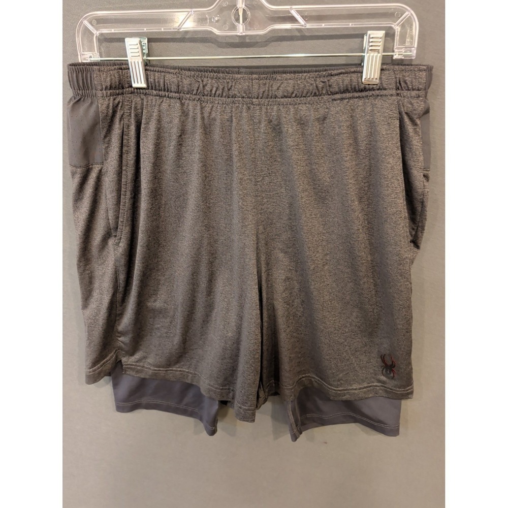 Spyder Active ProWeb Athletic Shorts‎ Mens Large Gray Stretch Gym Running